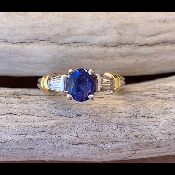 Levian Jewelry - LeVian * Stunning Tanzanite & Baguette Diamond Platinum & 18k Gold Ring